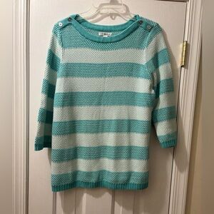 Croft & Barrow Teal and White Knit Sweater size L